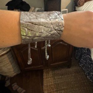 Silver Leather Cuff Bracelet